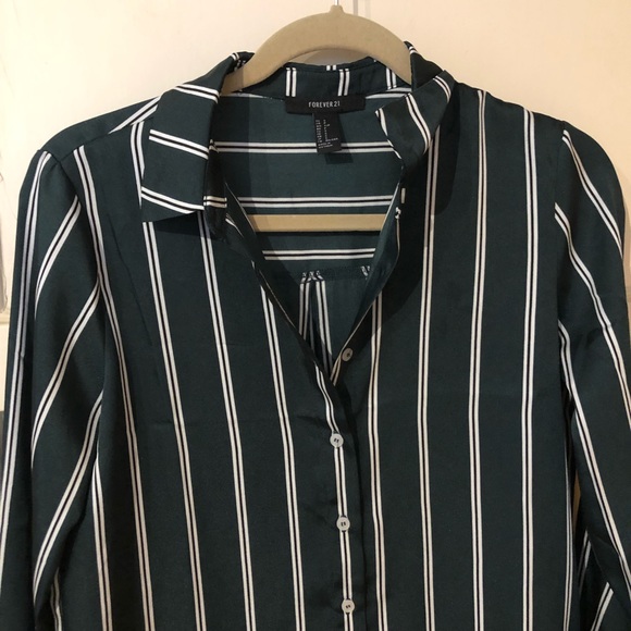 Forever 21 striped satin button down - Picture 3 of 4